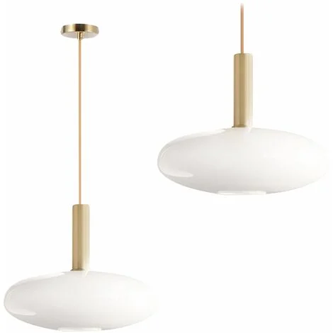 LAMPADA A SOSPENSIONE APP668-1CP VETRO ORO BIANCO TONDO 1-PUNTI LUCE E27 30X30X24-104CM REGOLABILE