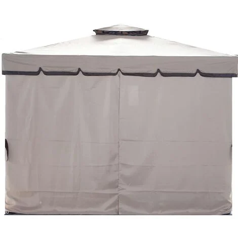 Set 4 Teli Laterali Chiusura con Zip di Ricambio per gazebo 3x4 mt Beige