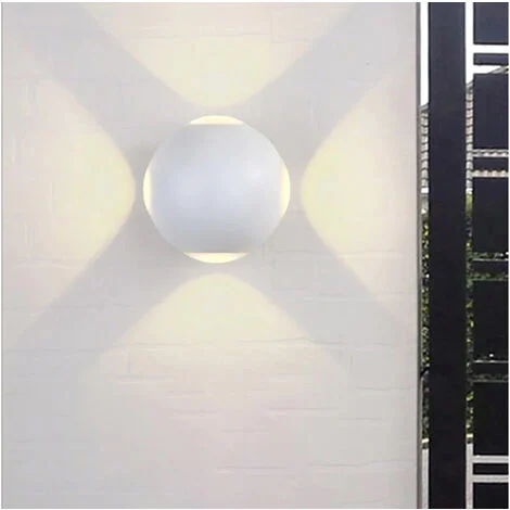 Applique Parete Lampada Sfera Bianca Esterno 4 Led Cob Bianco Freddo 12W FD-21