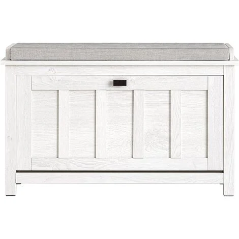 SoBuy Scarpiera Con 1 Anta E 2 Ripiani Scarpiera Con Vano Portaoggetti Panca Ingresso Portascarpe Con Cuscino Bianco 80x29x50cm FSR161-W