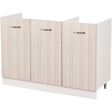 Mobile Sottolavello Cucina Componibile Mobiletto in Legno Colore Olmo con 3 Ante