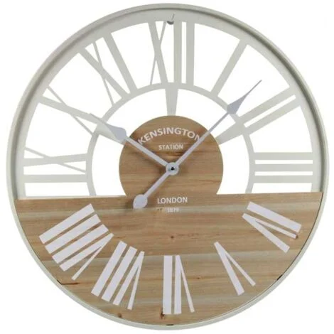 OROLOGIO PARETE BIANCO IN METALLO E LEGNO 60X2 CM CON NUMERI ROMANI