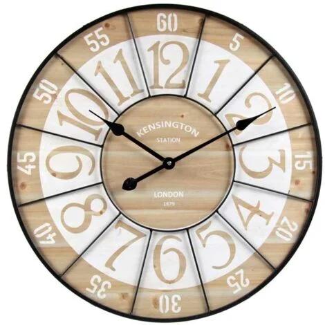 OROLOGIO DA PARETE IN METALLO CON INSERTI IN LEGNO 60X2 CM COLOR LEGNO