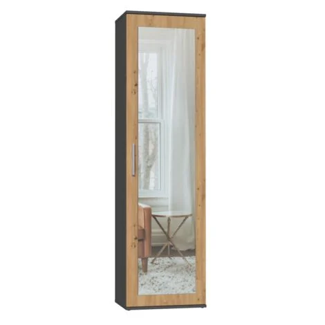 ATARA - Armadio da sala con grande specchio - 180x50x35 cm - 2 ripiani + spazio per appendere - Mobili da sala