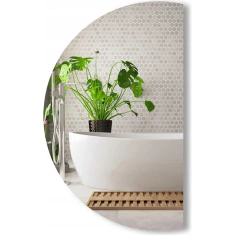 Specchio semicircolare con lati smussati, classico, senza cornice, diametro FI 100 CM