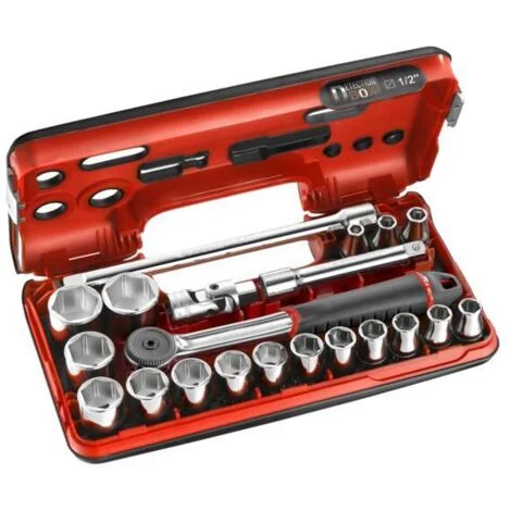 FACOM Set di cricchetto stagno e bussole 1/2" a 6 punti metrici - 21 pezzi