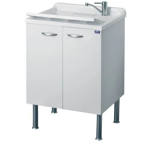 Lavatoio con Mobiletto in Legno 60x60 Sifone Piletta di Scarico Pilozzo Lavanderia