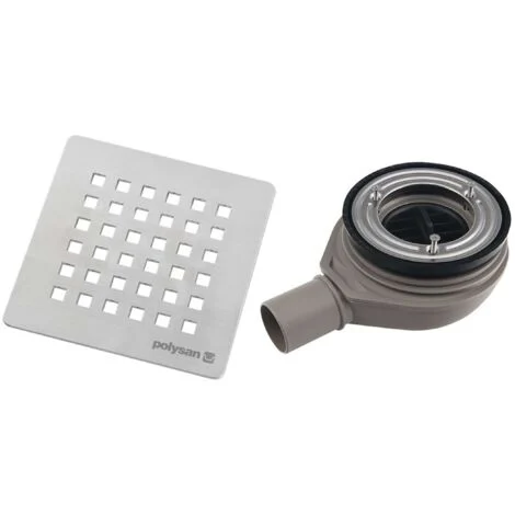 Polysan Flexia - Sifone per piatto doccia, diametro 90 mm, DN40, coperchio in acciaio inox 17731