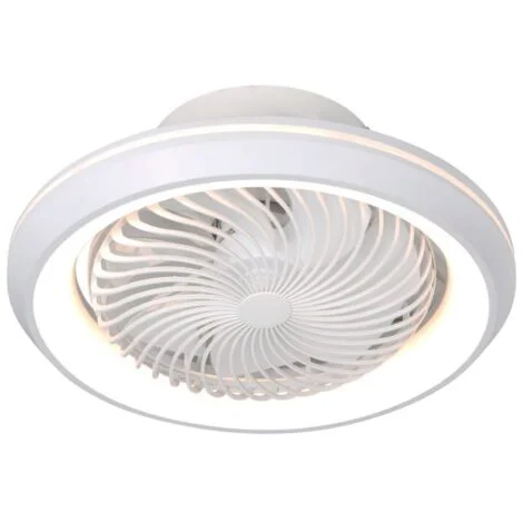Ventilatore da soffitto rotante Bhoor DC con luce CCT regolabile e comando Ø50 Bianco
