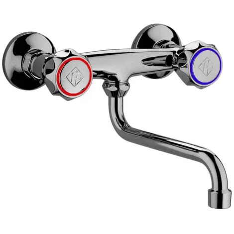 Rubinetto miscelatore monoforo lavello cromato a parete con canna a snodo serie danubio 1/2" PAFFONI