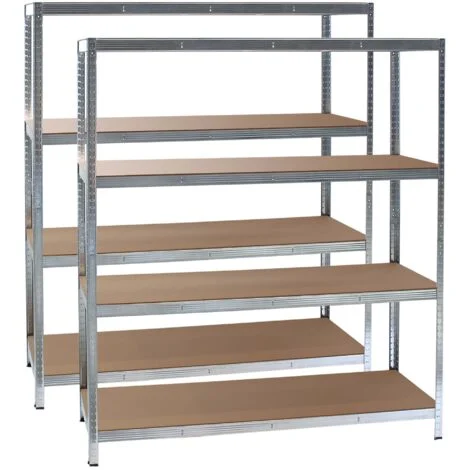 Wiltec Set 2x Scaffali zincati a incastro per carichi pesanti 160x60x180cm 4 ripiani 175kg/piano