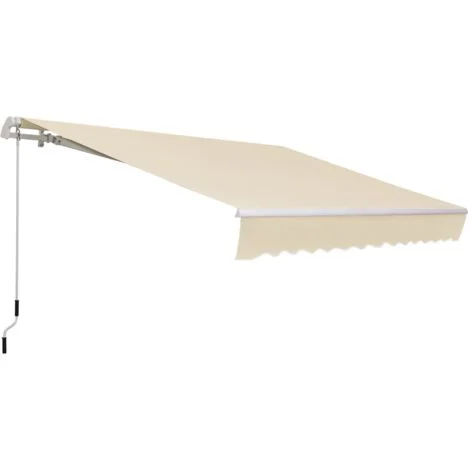 Tenda da Sole per Esterno a Bracci Avvolgibile 360x250 cm con Apertura a Manovella Crema