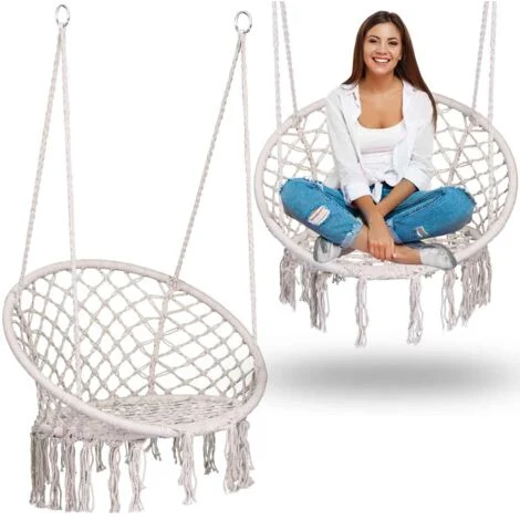 BOHO sedia da giardino sospesa beige