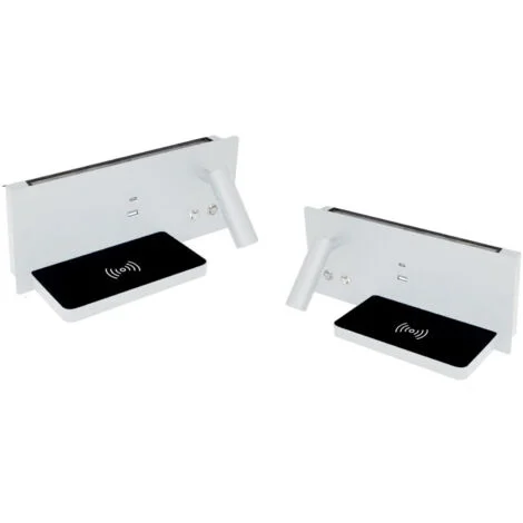 Coppia Applique Lampada Letto Ricarica Wireless Bianco Luce Naturale