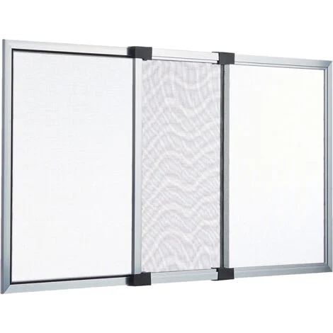 ZANZARIERA ESTENSIBILE PANNELLO TELAIO IN ALLUMINIO 50x70-133cm BIANCO/GRIGIO, "Bianco"