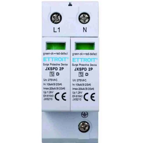 ETTROIT Scaricatore Sovratensione 220V T2 2P 275V 10KA-20KA 2 Moduli DIN JX5210