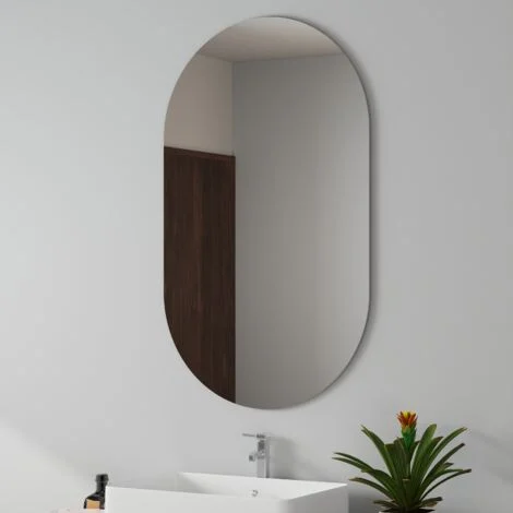 EMKE Specchi semplici per bagno, Specchio da parete ovale, Specchio da bagno senza cornice - 60 x 100 cm Orizzontale/Verticale