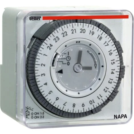 Interruttore Orario Elettromeccanico Giornaliero Vemer VP884100 Napa-D