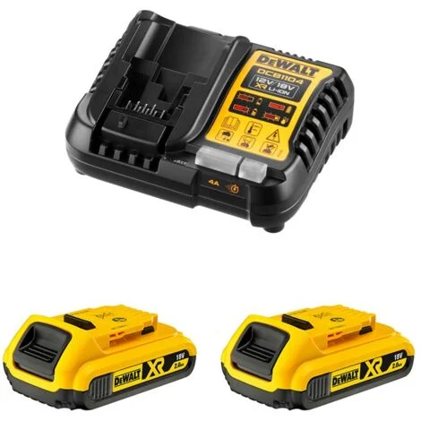 Pacco energia DEWALT XR - 2 batterie 18V 2.0Ah + Caricabatterie universale 12V/18V - DCB1104D2-QW