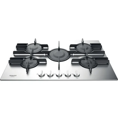 Hotpoint Ariston FTGHL 751 D-IX-HA Piano Cottura a Gas 5 Zone Griglie in Ghisa 75 cm Acciaio Inox