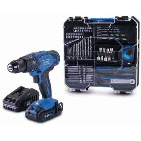 Trapano avvitatore 20v 74pz 1 batteria caricabatteria ixes Scheppach c-dtb74/1-x