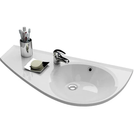 Ravak Avocado - Lavabo 85x45 cm, con sfioratore, con foro per rubinetto, superficie di appoggio a sinistra, bianco XJ1L1100000