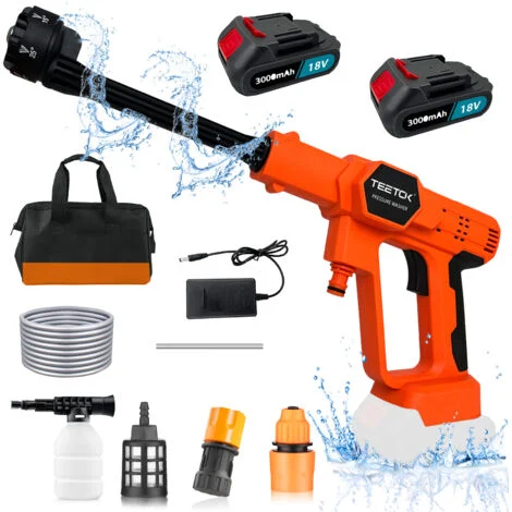 Idropulitrici elettriche，, idropulitrice per auto senza fili, pistola per lavaggio ad acqua senza fili + 2 batterie + caricabatterie, compatibile con batteria Makita 18V