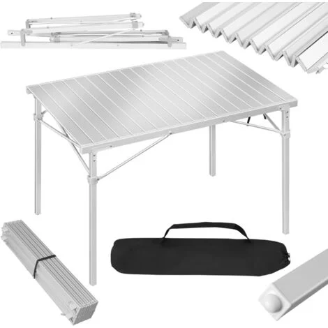 WOLTU Tavolino Pieghevole con Struttura in Alluminio 103.5×69×70cm Ideale per Campeggio Argento