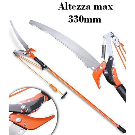 Svettatoio/Tagliarami/Sega/Cesoia manuale con manico telescopico e corda 33 mt