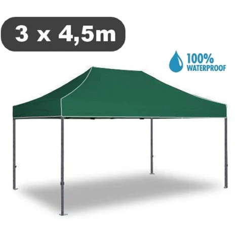 Gazebo pieghevole impermeabile in alluminio 3x4,5m Verde - Mod. Magnum