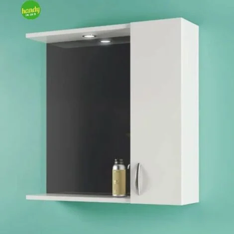 Specchiera bagno con un anta e faretto integrato l=60cm h=57cm p=16cm SAVINI DUE