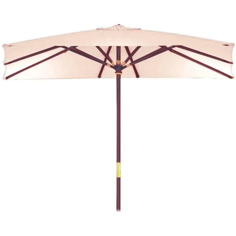 Ombrellone da Giardino Rettangolare Struttura in Legno Sun Top Beige 3x2 mt
