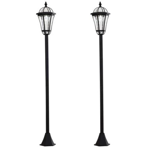 SET 2 LAMPIONI SOLARI PER GIARDINO CON 2 LED E ACCENSIONE AUTOMATICA. NERO