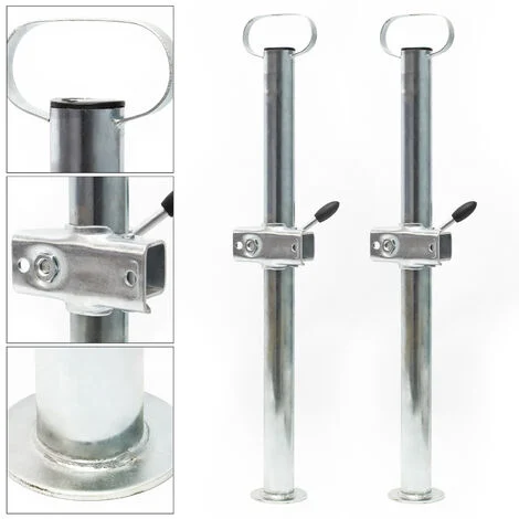 Wiltec Piede stabilizzatore per rimorchio carrello appendice 2 pz. 700 mm x Ø 48 mm con morsa di supporto
