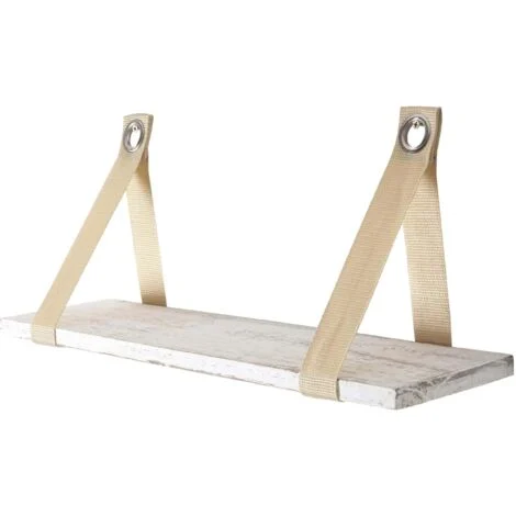 Mensola ripiano shabby vintage Var legno paulonia 13x50x21cm bianco