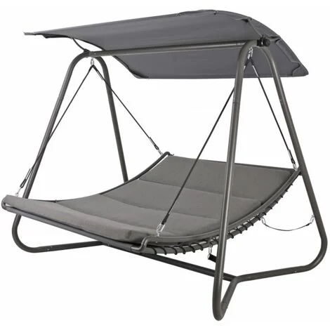 Dondolo giardino a letto con tettuccio Regan grigio
