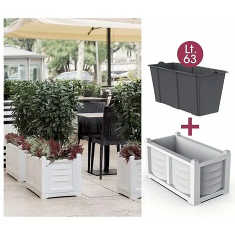 FIORIERA KIT ARREDO CON VASCA INTERNA 80X42,5XH42 RESINA COLORE BIANCO