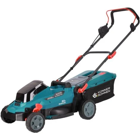 Könner & Söhnen Rasaerba a Batteria KS 33LM-20V, Larghezza di Taglio 33 cm, Motore Brushless, Regolazione Altezza, Leggero e Silenzioso, Ideale per Piccoli Giardini