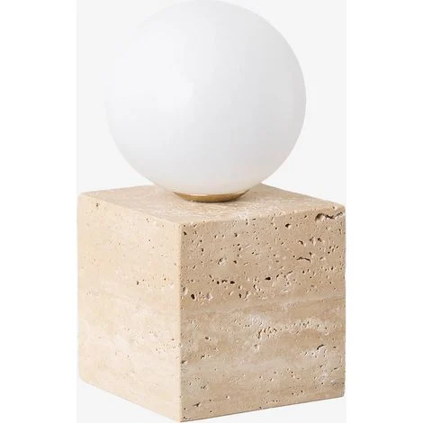 Applique da parete quadrato in travertino con sfera di cristallo Davise SKLUM