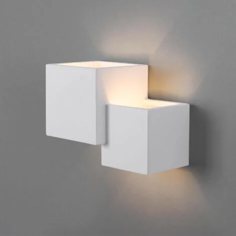 Applique da parete in gesso "Cube" - 2 x G9