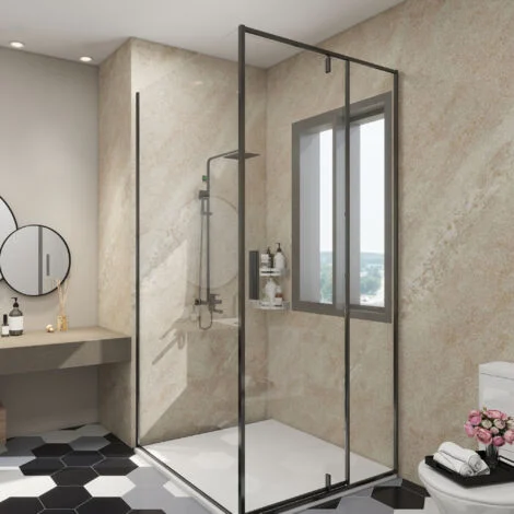 Set Bladel di 4 Pannelli Decorativi in PVC per Parete - Effetto Pietra Cream Stone [neu.haus]