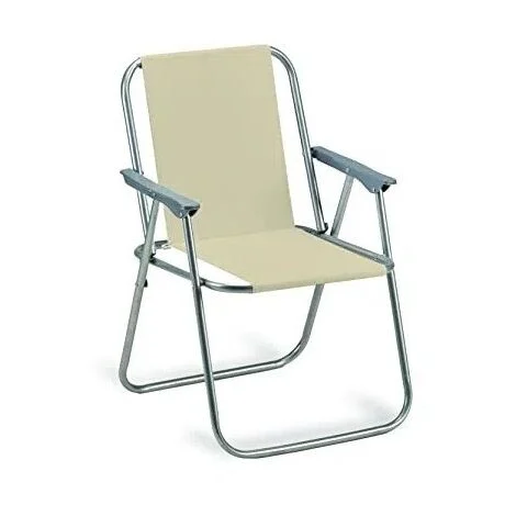 Sedia relax beach pieghevole in ferro crema
