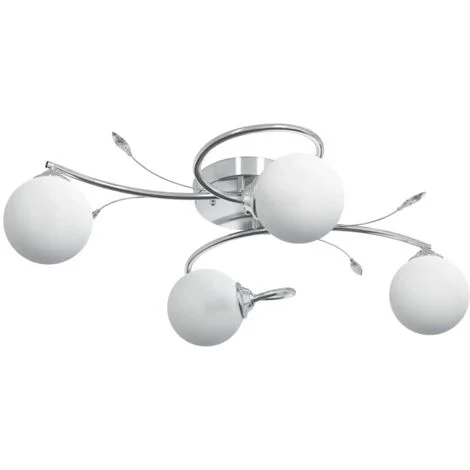 vidaXL Lampada Soffitto con Paralumi Tondi in Vetro per 4 Luci LED G9