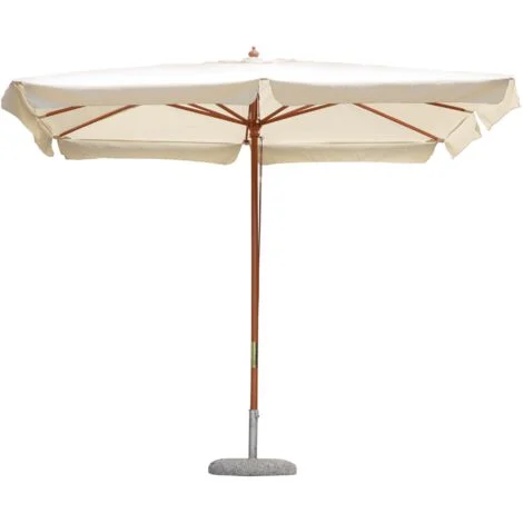 Ombrellone 3x2 da giardino in legno rettangolare per esterno con telo ecrù 180gr poliestere - 1005