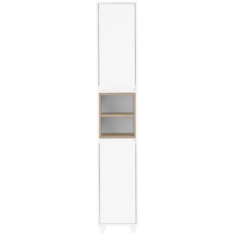 SoBuy Mobile a colonna bagno salvaspazio Mobile alto con 2 ante Mobile bagno stretto 30x30x170cm Bianco BZR147-W