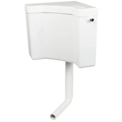 Regiplast 400 - Cassetta angolare bassa, Plastica, Serbatoio semi-basso larghezza 430 x prof.282 x alto.310 mm, Installazione a parete, Triangolare, Bianco