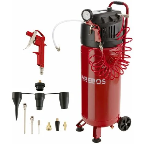 AREBOS Compressore ad aria 50L 10 Bar verticale rosso con set accessori 13 pezzi