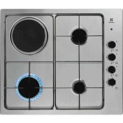 Electrolux EGL62821OX Piano cottura misto Serie 300 Mixed 60cm. Colore del prodotto: Acciaio inox, Posizionamento dell'apparecchio: Da incasso, Dimensione della larghezza del piano cottura: 60 cm. ...