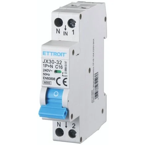 ETTROIT Interruttore Magnetotermico 1P+N 16A 1 MODULO DIN 220V 6KA 6000A JX151660