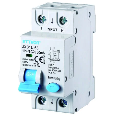 ETTROIT Interruttore Magnetotermico Differenziale 1P+N 25A 30mA 220V 6KA CLASSE A - JX272564